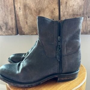 LUCCHESE black Leather Chelsea Boots Women's SIZE 6.5 Side Zip MADE IN USA